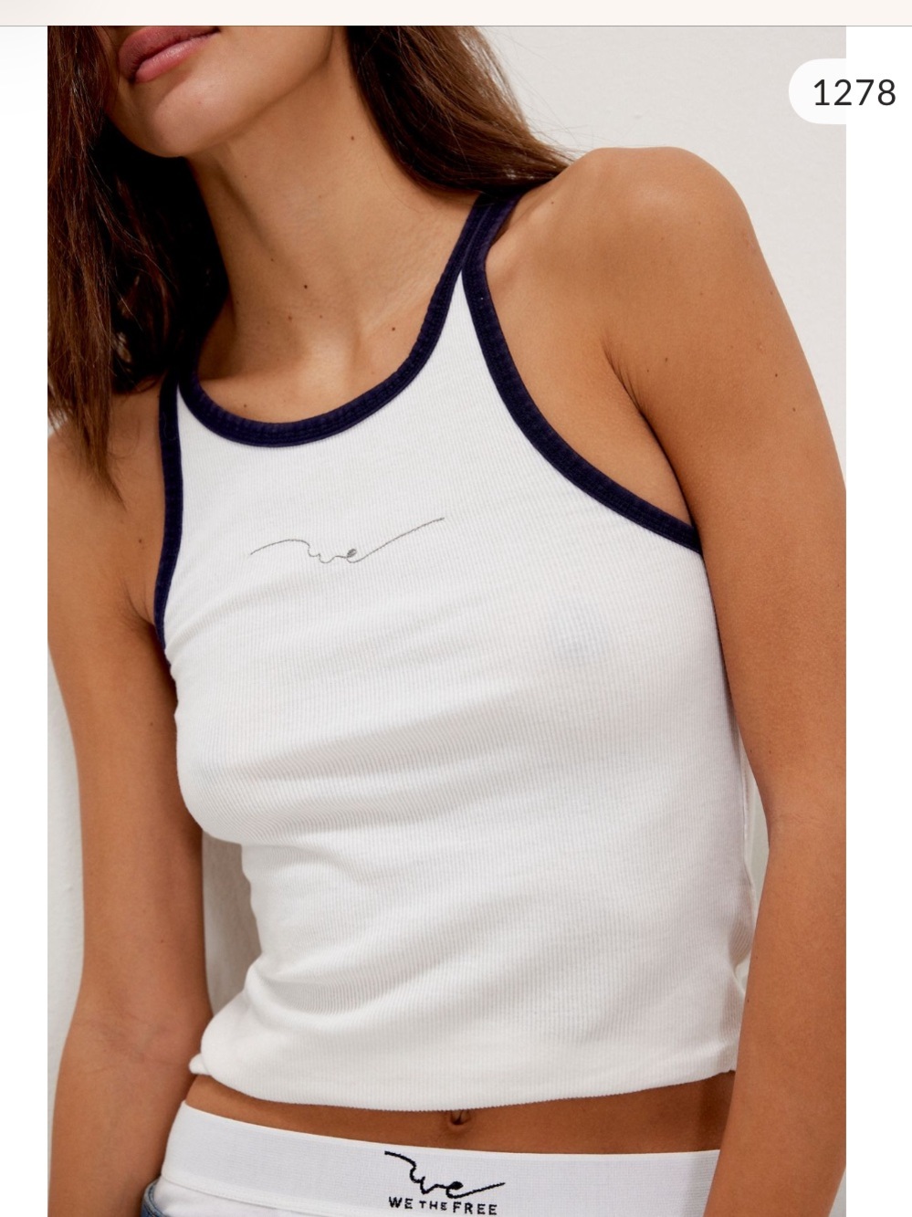 We The Free We Tank with Navy Trim NWOT